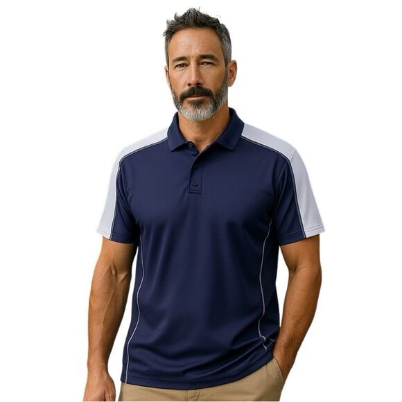 Tiger Brand Mens Navy Golf Polo Shirt Size Large Short Sleeve Lightweight - Picture 1 of 5